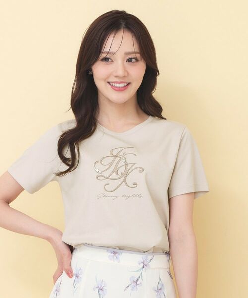 index / インデックス Tシャツ | ビッグロゴ刺繍ビジュー付きTシャツ【洗濯機OK／接触冷感／UVケア】 | 詳細5
