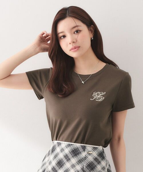 index / インデックス Tシャツ | エンブレムロゴ刺繍Tシャツ【洗濯機OK・接触冷感・UVケア】（ブラウン(844)）