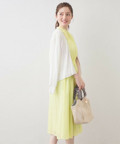 index / インデックス ミニ丈・ひざ丈ワンピース | ギャザーフレンチワンピース【洗濯機OK／イージーアイロン】 | 詳細1