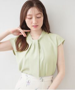 index / インデックス シャツ・ブラウス | ボウタイフレンチスリーブブラウス【洗濯機OK・吸水速乾・汗ジミ防止・透け防止・UVケア】