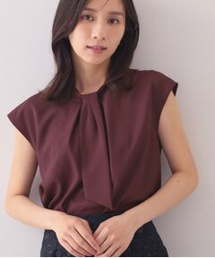 index / インデックス シャツ・ブラウス | ボウタイフレンチスリーブブラウス【洗濯機OK・吸水速乾・汗ジミ防止・透け防止・UVケア】