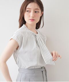 index / インデックス シャツ・ブラウス | ボウタイフレンチスリーブブラウス【洗濯機OK・吸水速乾・汗ジミ防止・透け防止・UVケア】