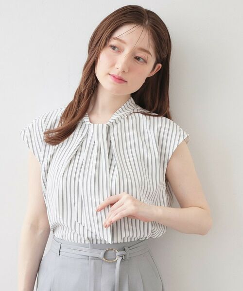 index / インデックス シャツ・ブラウス | ボウタイフレンチスリーブブラウス【洗濯機OK・吸水速乾・汗ジミ防止・透け防止・UVケア】 | 詳細13