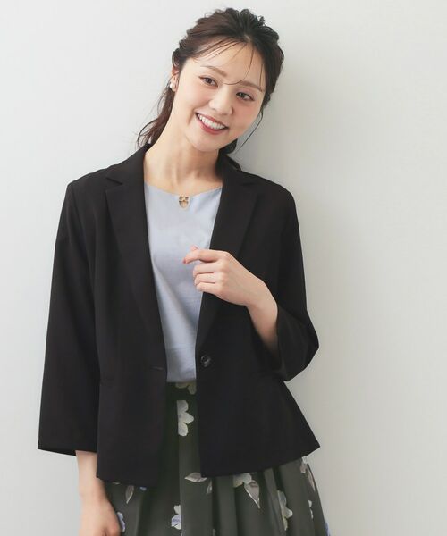 index / インデックス テーラードジャケット | 7分袖テーラードジャケット【洗濯機OK/イージーアイロン/防シワ/接触冷感】(ブラック(019))