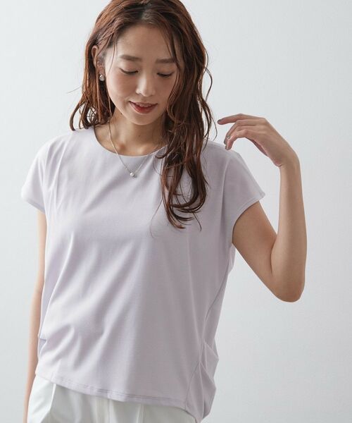 index / インデックス カットソー | かのこポンチコクーントップス【洗濯機OK/接触冷感/UVケア】(サックスブルー(090))