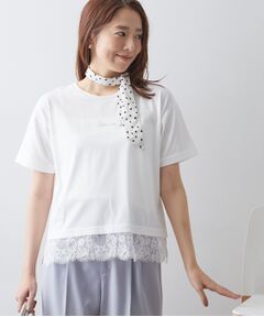 index / インデックス Tシャツ | ロゴ刺繍レースヘムTシャツ【洗濯機OK／接触冷感／UVケア】