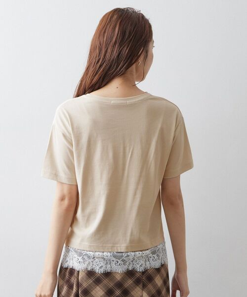 index / インデックス Tシャツ | ロゴ刺繍レースヘムTシャツ【洗濯機OK/接触冷感/UVケア】 | 詳細15