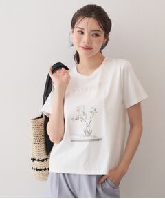 index / インデックス Tシャツ | フラワー転写プリントTシャツ【洗濯機OK／接触冷感／UVケア】