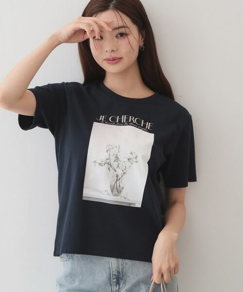 index / インデックス Tシャツ | フラワー転写プリントTシャツ【洗濯機OK／接触冷感／UVケア】 | 詳細9