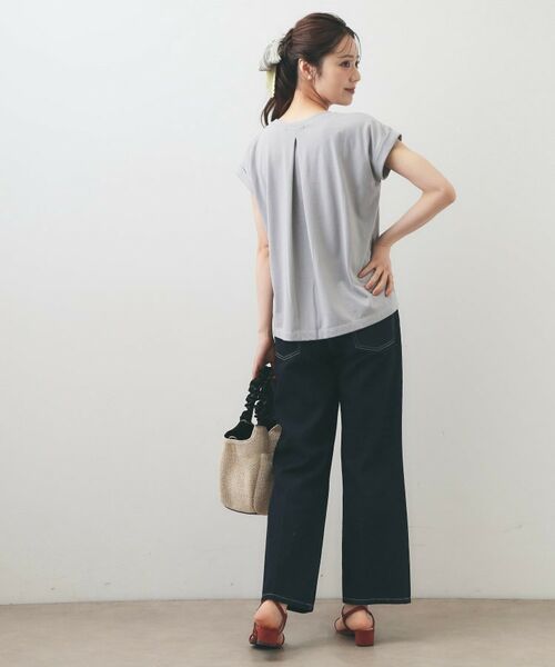 index / インデックス カットソー | ワンポイント刺繍ターンバックTシャツ【洗濯機OK/接触冷感/UVケア】 | 詳細7