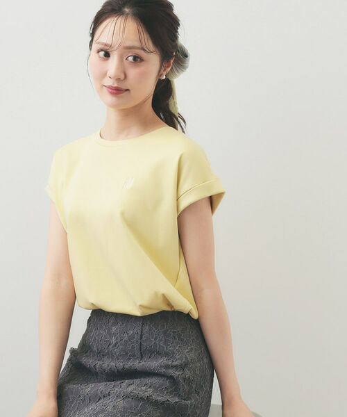 index / インデックス カットソー | ワンポイント刺繍ターンバックTシャツ【洗濯機OK/接触冷感/UVケア】 | 詳細9