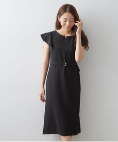 index / インデックス ミニ丈・ひざ丈ワンピース | 【接触冷感／UV】キーネックフレアスリーブワンピース《吸水速乾／洗濯機OK／ストレッチ》