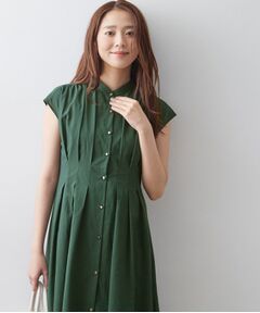 index / インデックス ミニ丈・ひざ丈ワンピース | フェザークロスバンドタックシャツワンピース【洗濯機OK／イージーアイロン／防シワ】