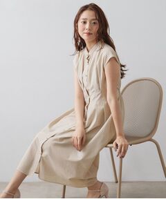 index / インデックス ミニ丈・ひざ丈ワンピース | フェザークロスバンドタックシャツワンピース【洗濯機OK／イージーアイロン／防シワ】