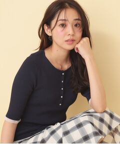 index / インデックス ニット・セーター | 【遮熱／UV】外気の熱を感じにくい！ヘンリーフリルリブニット《洗濯機OK／抗ピリング》