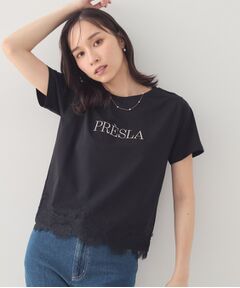 index / インデックス Tシャツ | レースヘムロゴTシャツ【洗濯機OK／接触冷感／UVケア】