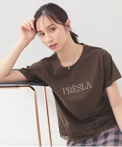 index / インデックス Tシャツ | レースヘムロゴTシャツ【洗濯機OK／接触冷感／UVケア】