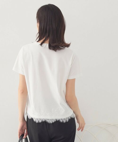 index / インデックス Tシャツ | レースヘムロゴTシャツ【洗濯機OK/接触冷感/UVケア】 | 詳細1