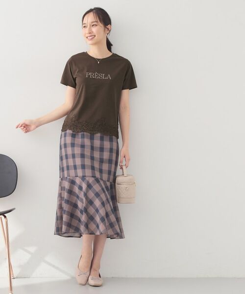 index / インデックス Tシャツ | レースヘムロゴTシャツ【洗濯機OK/接触冷感/UVケア】 | 詳細10