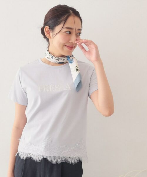 index / インデックス Tシャツ | レースヘムロゴTシャツ【洗濯機OK/接触冷感/UVケア】 | 詳細13