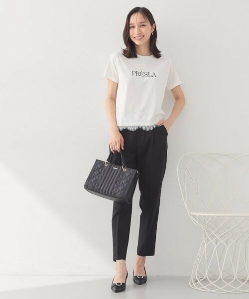 index / インデックス Tシャツ | レースヘムロゴTシャツ【洗濯機OK/接触冷感/UVケア】 | 詳細2