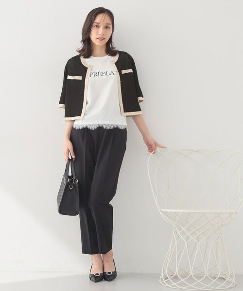 index / インデックス Tシャツ | レースヘムロゴTシャツ【洗濯機OK/接触冷感/UVケア】 | 詳細3