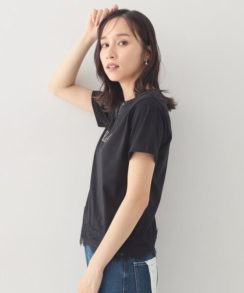 index / インデックス Tシャツ | レースヘムロゴTシャツ【洗濯機OK/接触冷感/UVケア】 | 詳細5
