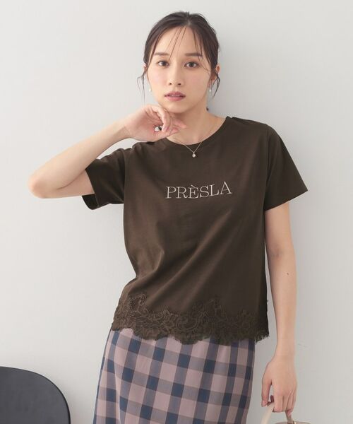 index / インデックス Tシャツ | レースヘムロゴTシャツ【洗濯機OK/接触冷感/UVケア】 | 詳細9