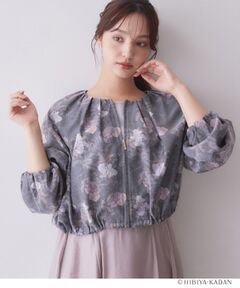 index / インデックス レザーブルゾン・ジャケット | ◆【日比谷花壇コラボ】フラワーノーカラーブルゾン【洗濯機OK】
