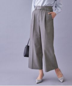 index / インデックス ショート・ハーフ・半端丈パンツ | フェイクパール付きベルト ハイウエストワイドパンツ【洗濯機OK／防シワ】