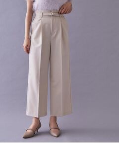 index / インデックス ショート・ハーフ・半端丈パンツ | フェイクパール付きベルト ハイウエストワイドパンツ【洗濯機OK／防シワ】