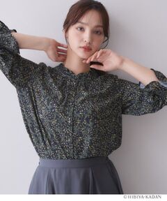 index / インデックス シャツ・ブラウス | ◆【日比谷花壇コラボ】ボタニカルフリルネックブラウス【洗濯機OK／イージーアイロン／防シワ】