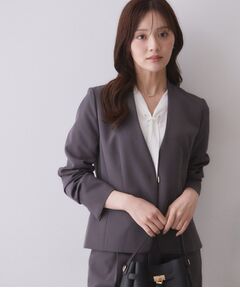 index / インデックス ノーカラージャケット | セットアップ可 ダブルクロスノーカラージャケット【洗濯機OK／イージーアイロン／防シワ／ストレッチ】