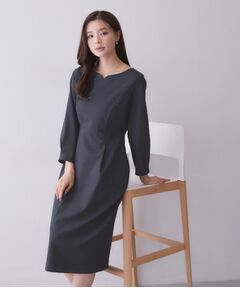 index / インデックス ミニ丈・ひざ丈ワンピース | DELEGANTポンチハートネックワンピース【洗濯機OK／イージーアイロン／ストレッチ】