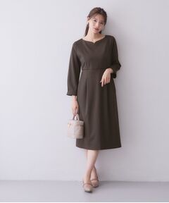 index / インデックス ミニ丈・ひざ丈ワンピース | DELEGANTポンチハートネックワンピース【洗濯機OK／イージーアイロン／ストレッチ】