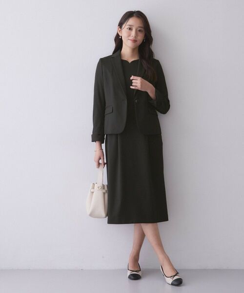 index / インデックス ミニ丈・ひざ丈ワンピース | DELEGANTポンチハートネックワンピース【洗濯機OK／イージーアイロン／ストレッチ】 | 詳細5