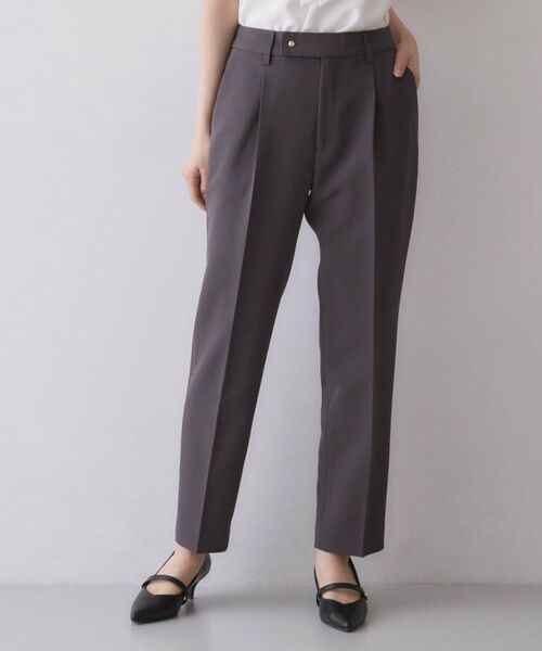 index / インデックス パンツ | セットアップ可 ストレッチテーパードパンツ【洗濯機OK/イージーアイロン/防シワ】(チャコールグレー(014))