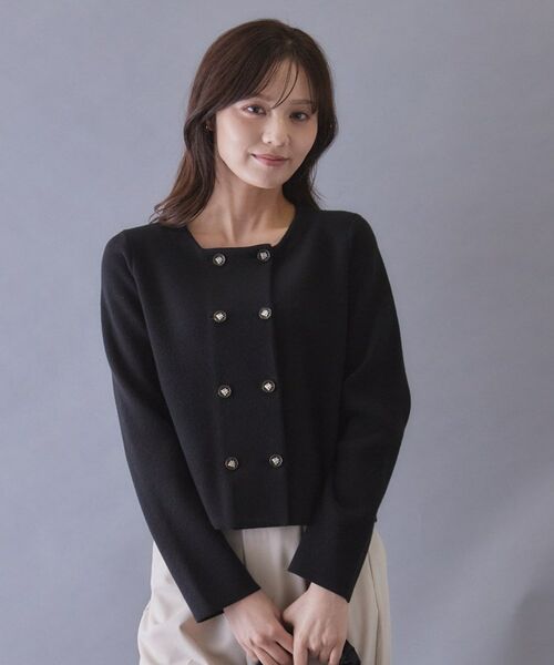 index / インデックス カーディガン・ボレロ | レース衿ダブルノーカラーショートカーディガン【洗濯機OK】 | 詳細9