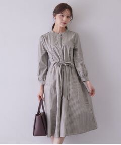 index / インデックス ロング・マキシ丈ワンピース | ベルト付きバンドカラーワンピース【洗濯機OK】