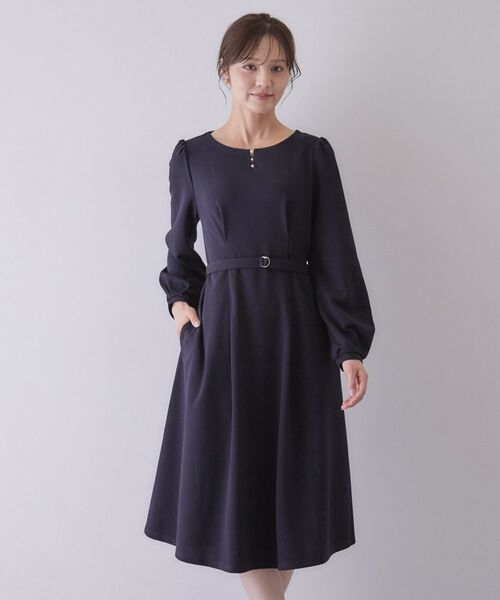 index / インデックス ロング・マキシ丈ワンピース | カットジョーゼットフロントフェイクパールワンピース【洗濯機OK/イージーアイロン/防シワ/ストレッチ】 | 詳細15