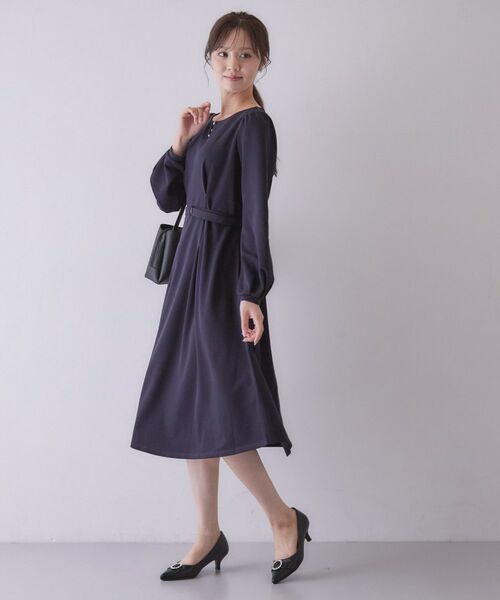 index / インデックス ロング・マキシ丈ワンピース | カットジョーゼットフロントフェイクパールワンピース【洗濯機OK/イージーアイロン/防シワ/ストレッチ】 | 詳細18
