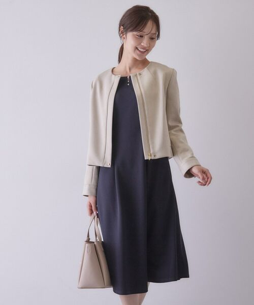index / インデックス ロング・マキシ丈ワンピース | カットジョーゼットフロントフェイクパールワンピース【洗濯機OK/イージーアイロン/防シワ/ストレッチ】 | 詳細19