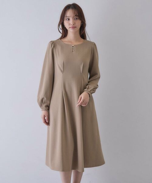 index / インデックス ロング・マキシ丈ワンピース | カットジョーゼットフロントフェイクパールワンピース【洗濯機OK/イージーアイロン/防シワ/ストレッチ】 | 詳細25
