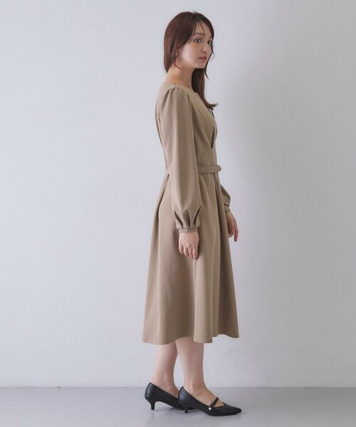index / インデックス ロング・マキシ丈ワンピース | カットジョーゼットフロントフェイクパールワンピース【洗濯機OK/イージーアイロン/防シワ/ストレッチ】 | 詳細5