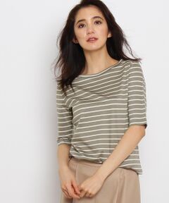 INDIVI / インディヴィ カットソー | 五分袖ボーダープルオーバー