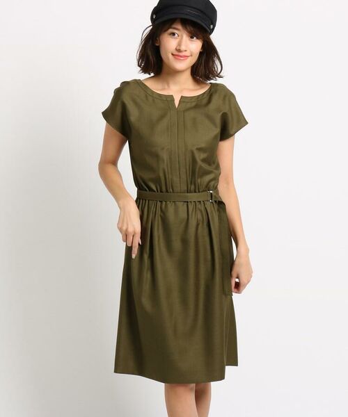 セール L Web限定 マシンウォッシュ ベルト付きリネンライクワンピース ミニ丈 ひざ丈ワンピース Indivi インディヴィ ファッション通販 タカシマヤファッションスクエア