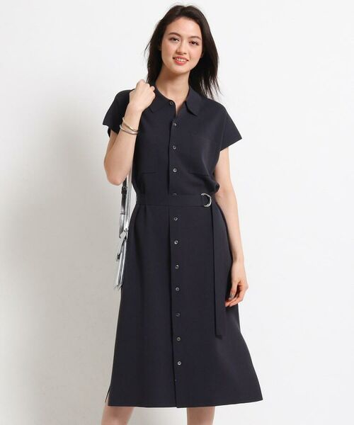 セール ハンドウォッシュ シャツデザインニットワンピース ミニ丈 ひざ丈ワンピース Indivi インディヴィ ファッション通販 タカシマヤファッションスクエア