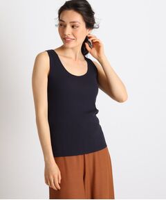 INDIVI / インディヴィ タンクトップ | ＜L＞【マシンウォッシュ/UVカット/接触冷感】Uネックテレコタンクトップ