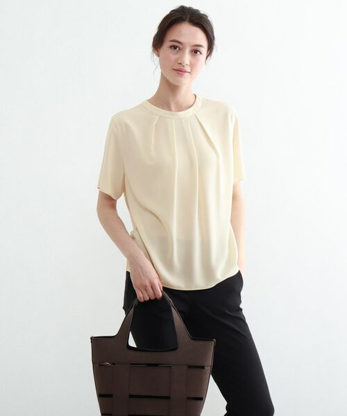セール 洗える インナー 半袖 サテンタックブラウス シャツ ブラウス Indivi インディヴィ ファッション通販 タカシマヤファッションスクエア