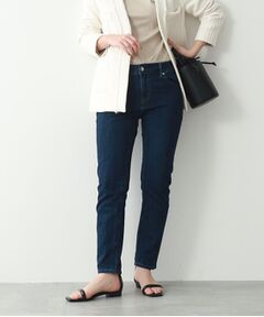 INDIVI / インディヴィ デニムパンツ | 【洗える/ウエストゴム】テーパードデニムパンツ